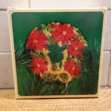NEW Vintage 1984 Hallmark Christmas Ornament Needlepoint Wreath Hand Sewn picture