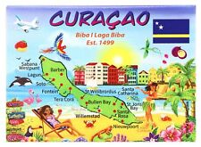 Curacao Graphic Map and Attractions Souvenir Fridge Magnet 2.5