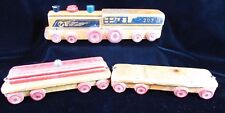 Vintage Cass Limited Wooden Locomotive Train Pull Toy Engine 207 3 Piece 1940's picture