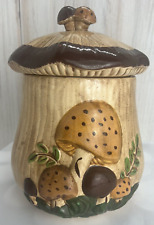 Vintage Large 1970s Arnel's Ceramic Mushroom Cookie Jar Storage Canister 11” picture
