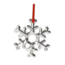 nambe Snowflake Ornament | Made of Silver Plate with Red Hanging Ribbon | 3  picture