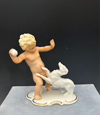 Vintage Schaubach Kunst Angel Putti Boy  & Dog Figurine picture