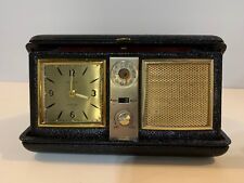 Vintage German Rensie Travel Size Radioalarm Black and Gold Decorative Clock picture