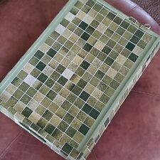 Vintage 1970s Serving Tray Green 19x13x2.5 Inch w/ Handles picture