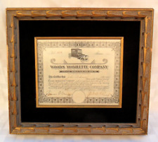 RARE 1917 WOODS MOBILETTE COMPANY- STOCK CERTIFICATE FRAMED - AUTOMOTIVE STOCKS picture