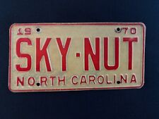 1970 North Carolina SKY-NUT Vanity Personalized License Plate VTG NC Tag Pilot picture