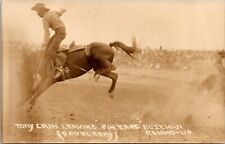 Real Photo PC Tony Cain Leaving Pin Ears Bozeman Montana Round-Up Bucking Bronco picture