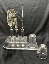 Mid-century Modern Lucite Acrylic 5 PC Barware Tools Set & Stand Clear Taiwan picture