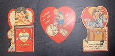 Adorable Die Cut Valentines Day Holiday Greeting Cards USA  Mixed Lot of 3 picture