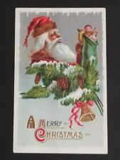 Santa w/ Toys Christmas Gold Embossed Samson Brothers Antique Postcard 1910s 31F picture