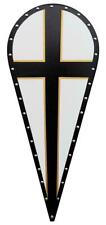 28 Inch Teutonic Knight Black & Gold Cross KITE SHIELD sca/larp/crusades HSS85 picture