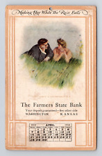 Postcard Advertising Card Calendar Farmers State Bank Make Hay While Rains 1912 picture
