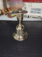 Vintage Brass Etched Bell with Clapper & Candle Holder 3.75