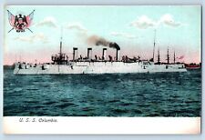 Postcard USS Columbia US Naval Battleship Warship Steamer c1905 Vintage Antique picture