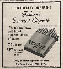 1958 Vogue Cigarettes Rainbow Hues Stephano Bros 2.5” PRINT AD Vintage picture
