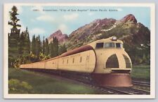 Union Pacific City of Los Angeles Pullman Steamliner Train, Vintage Postcard picture