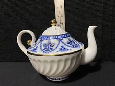 VTG Lomonosov Porcelain Teapot Cobalt Blue White 22K St. Petersburg Russia 1C 35 picture