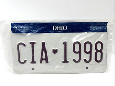 Vintage Ohio Custom White License Plate With Red Letters CIA 1998 picture