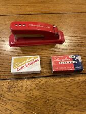 Vintage Swingline CUB Red Stapler Small Metal Desktop Office USA Works W Staples picture
