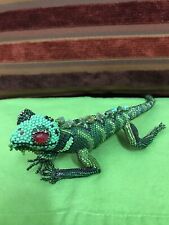 GREEN COLOR Mexican Folk Art Hand Beaded Iguana Lizard . picture