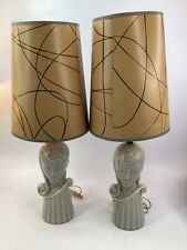 2 unique Minty MCM lady's Head bust swirl shade lamps mid century modern picture