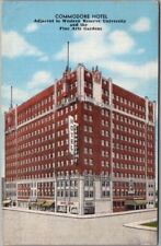 Cleveland, Ohio Postcard COMMODORE HOTEL Street View / Kropp Linen - 1953 Cancel picture