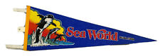 2  Vintage 1985 Sea World  Orlando Florida Felt Pennant Banner Souvenir 26.5 Lon picture