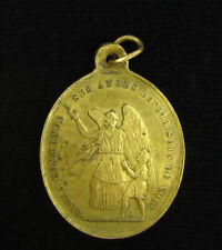 Vintage Guardian Angel Brass Tone Medal Religious Holy Catholic Saint Joseph picture