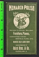 Vintage 1890s Monarch Polish Hardwood Deer Antler Bottle Cleveland OH Trade Card picture