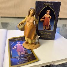1997 Fontanini Nativity Figure Priscilla Pregnant Woman Cat Italy 5” Mint In Box picture
