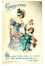 Antique Greeting Card 1913 Postmarked Postcard U. Co. NY Ephemera  picture