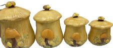 Vintage Arnel's Handmade Hand Painted Ceramic Mushroom Jar Canister Set 4 picture