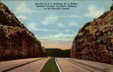 Hooker Missouri Big Cut rock formations Route 66 mailed 1956 vintage postcard picture