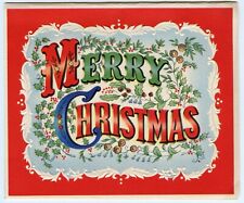 MERRY CHRISTMAS HAPPY NEW YEAR Embossed Large Letters 1940's-50's Greeting Card picture