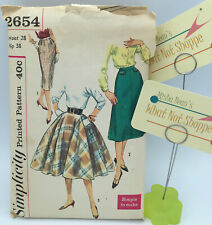 Vintage 1950's Simplicity Sewing Pattern 2654 Uncut Skirts 28 Waist 38 Hip picture