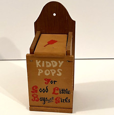 Vtg Children's Wood Lollipop Box Kiddy Pops Good Boys Girls Hangs Stands Kitsch picture