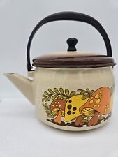 Vintage 70’s Sears Merry Mushroom Enamel Tea Kettle Stovetop T Ceramic Teapot picture
