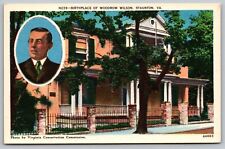 Birthplace Woodrow Wilson Staunton VA Virignia WB Portrait Postcard UNP VTG picture