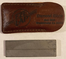 Vintage Diamond EZE-LAP Pocket Knife Sharpener Stone w/ Leather Cover picture