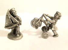 Vtg International Pewter Wheely Popper & Cast Off F. Robert Drury Figurine 70s picture
