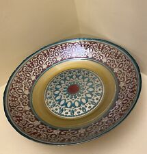 Turkish Glass Bowl Topkapi Collection 16” Diameter Multicolor Vibrant Colors picture