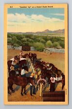 AZ-Arizona, Saddlin Up At A Desert Dude Ranch, Antique, Vintage Postcard picture