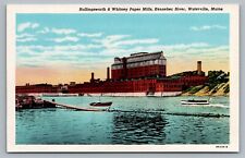Waterville Maine Hollingsworth Whitney Paper Mills Kennebec River Postcard A12 picture