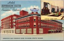 ANNISTON, Alabama Postcard HOTEL JEFFERSON DAVIS Street View Curteich Linen 1942 picture