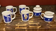 Vintage 6 piece Mortan Salt Advertising Mug Set w/Creamer & Sugar Bowel picture