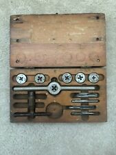 Vintage lot of Lucky Round Die Screw Plates in Wood Box - Incomplete picture