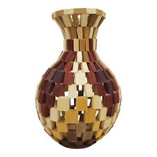 Vintage Boho Wooden Vase Open Segmented Multi Stacked Unique Handcrafted  picture
