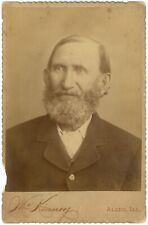 CIRCA 1880'S  ID'd CABINET CARD OF OLDER MAN W. AMAZING BEARD McKinney ALEDO IL picture