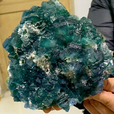 3.82LB Rare transparent blue-green cubic fluorite mineral crystal sample/China picture