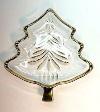 Vintage Mikasa Yuletide Crystal Dish Christmas Tree Shaped With Gold Trim Japan picture